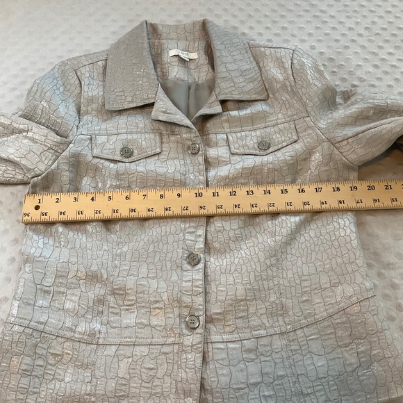Erin Women's Textured Croc Embossed Metallic Blazer Jacket Size Medium - Picture 4 of 7